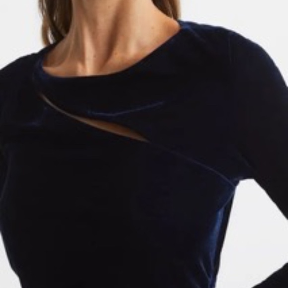 Reiss Katie Cut Out Velvet Mini Dress Navy Size 8 - Picture 3 of 11